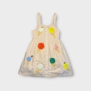 Mini Boden Cream Dress with Colorful Ice Creams